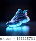 Glass sneakers glowing blue 121115731