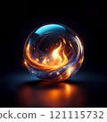 A fire is burning inside a glass sphere 121115732