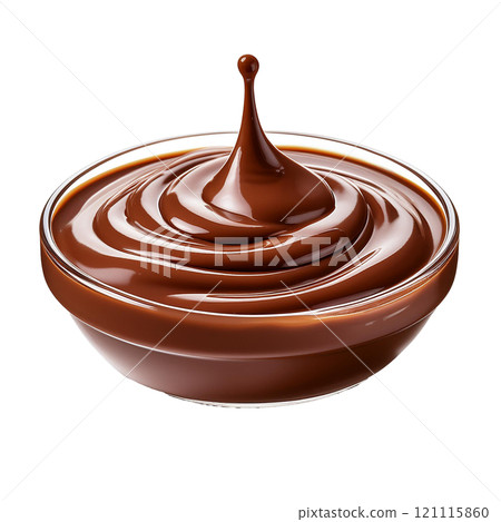 Rich and smooth liquid chocolate sauce dripping beautifully, isolated on transparent background, perfect for dessert photography, sweet toppings, and food styling Rich and smooth liquid chocolate sauce dripping beautifully, isolated on transparent background, perfect for dessert photography, sweet toppings, and food styling 121115860