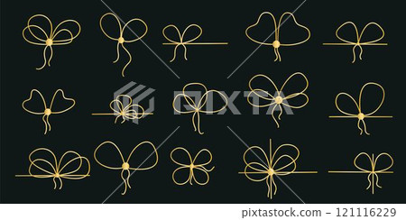 Golden tied gift ribbon bows set 121116229