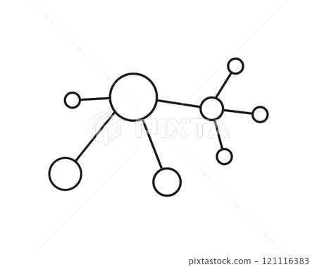 Hub networks connections system symbol line icon. Molecule or atom structure, communications social media contacts. Abstract share or business infrastructure. 121116383