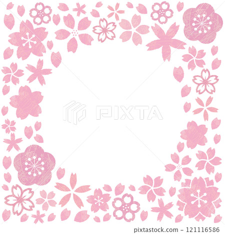 Cherry blossom frame material. Watercolor style illustration. Spring flowers. Sakura. 121116586