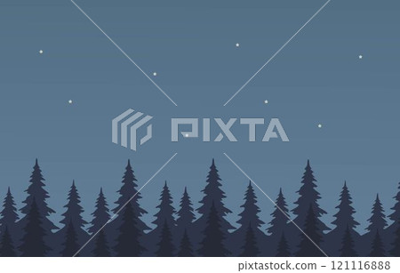 Nature landscape. Seamless hand drawn pine forest. Christmas banner template. 121116888