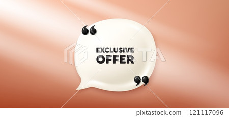 Exclusive offer tag. Chat speech bubble 3d banner. Sale price sign. Advertising discounts symbol. Exclusive offer chat message. Speech bubble red banner. Text balloon. Vector 121117096