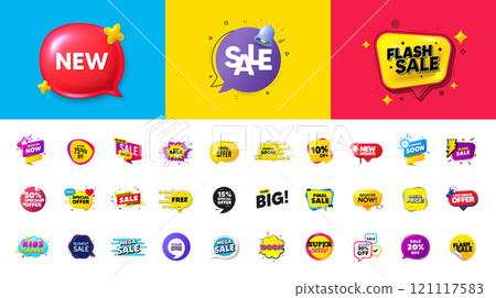 Best discount offer banners. Price deal sale stickers. Black friday special offer tags. Flash sale bubble coupon. Promotion discount banner templates design. Buy offer sticker, new bubble. Vector 121117583
