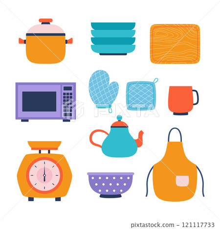 kitchen tools set, flat style 121117733