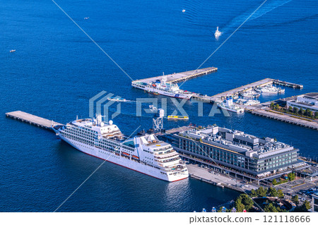 New scenery of Yokohama cityscape in Japan. View of Mitsui Ocean Fuji at Shinko Pier passenger ship terminal, etc. = December 8th New scenery of Yokohama cityscape in Japan. View of Mitsui Ocean Fuji at Shinko Pier passenger ship terminal, etc. = December 8th 121118666