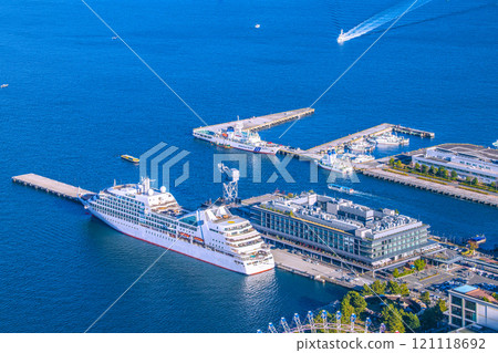 New scenery of Yokohama cityscape in Japan. View of Mitsui Ocean Fuji at Shinko Pier passenger ship terminal, etc. = December 8th 121118692