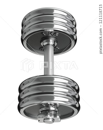 Cast Iron Chrome Adjustable Dumbbell, weightlifting gym equipment, side view 121118715