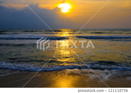 Bright sunrise over the tropical sea. Bright sunrise over the tropical sea. 121118736