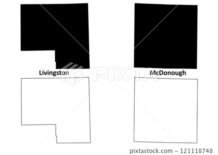 Livingston and McDonough County, Illinois (U.S. county, United States of America, USA, U.S., US) map vector illustration, scribble sketch Livingston and McDonough map Livingston and McDonough County, Illinois (U.S. county, United States of America, USA, U.S., US) map vector illustration, scribble sketch Livingston and McDonough map 121118748