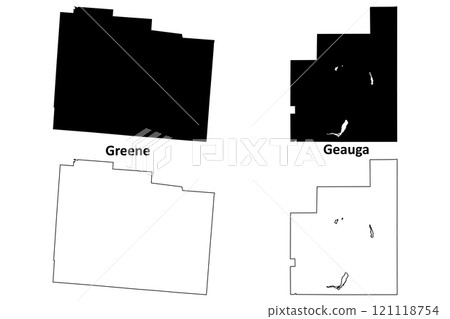 Greene and Geauga County, Ohio State (U.S. county, United States of America, USA, U.S., US) map vector illustration, scribble sketch map 121118754