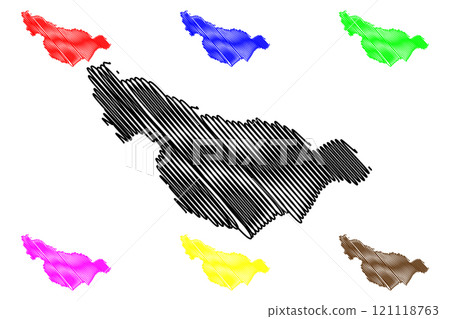Maunabo municipality (Commonwealth of Puerto Rico, Porto Rico, PR, Unincorporated territories of the United States) map vector illustration, scribble sketch Maunabo map 121118763