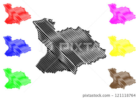 Mayaguez municipality (Commonwealth of Puerto Rico, Porto Rico, PR, Unincorporated territories of the United States) map vector illustration, scribble sketch Nuestra Senora de la Candelaria map 121118764