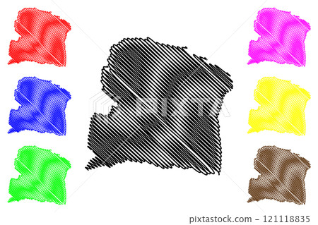 San German municipality (Commonwealth of Puerto Rico, Porto Rico, PR, Unincorporated territories of the United States) map vector illustration, scribble sketch San German map 121118835
