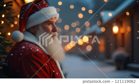 Santa Claus on Christmas Day decorated with lights. 121119062