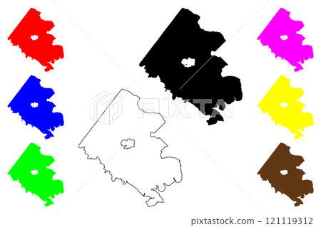 Fairfax County, Commonwealth of Virginia (U.S. county, United States of America, USA, U.S., US) map vector illustration, scribble sketch Fairfax map 121119312