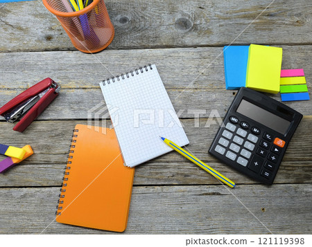 various items on the office desk . High-quality photo various items on the office desk . High-quality photo 121119398