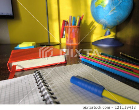 various items on the office desk . High-quality photo various items on the office desk . High-quality photo 121119418