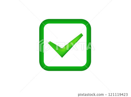Green check mark icon indicating approval and success 121119423