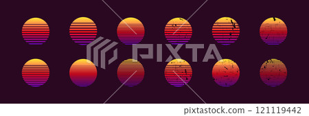 Vibrant gradient striped ovals with unique textures 121119442