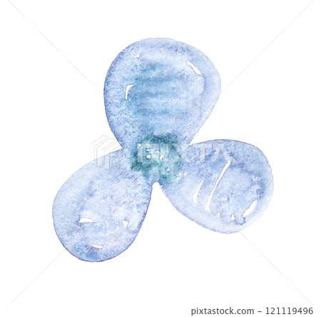 Watercolor blue three-petal flower with abstract design and soft texture Watercolor blue three-petal flower with abstract design and soft texture 121119496