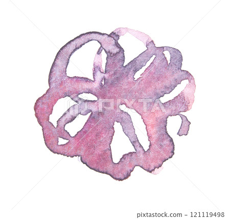 Abstract watercolor floral design with purple and pink brushstrokes on white Abstract watercolor floral design with purple and pink brushstrokes on white 121119498