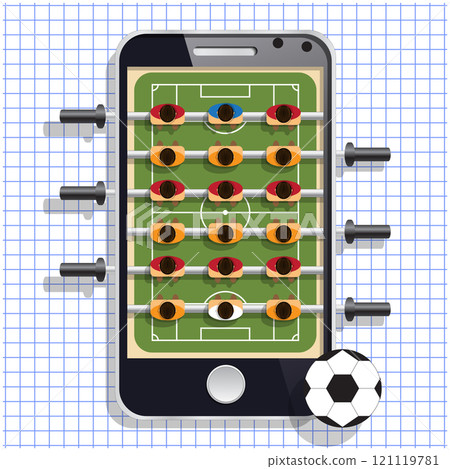 Table soccer. Mobile app. Vector illustration. Table soccer. Mobile app. Vector illustration. 121119781