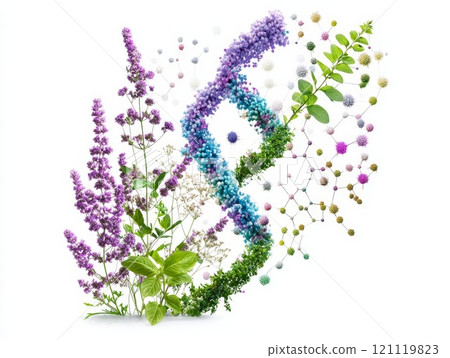 Plants with green species biochemistry structures on white background. 121119823