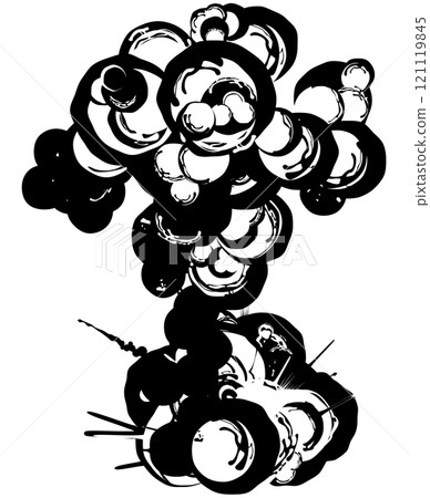 A cartoon background image of a mushroom cloud made by an explosion A cartoon background image of a mushroom cloud made by an explosion 121119845