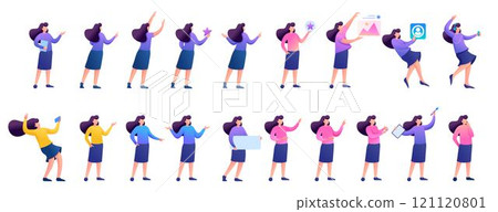 Set of girls with different poses for use in vector illustrations 121120801