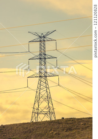 A large steel structure supporting the electricity network 121120828