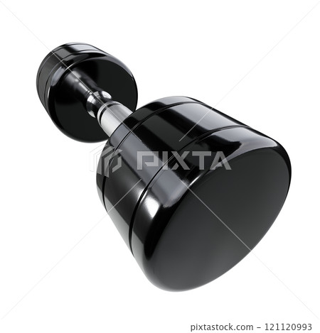 Blank Round Dumbbell, chrome weightlifting gym equipment wide angle view Blank Round Dumbbell, chrome weightlifting gym equipment wide angle view 121120993