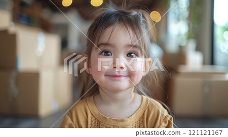 Moving. From the perspective of a child: Capture the innocent excitement and curiosity of a child experiencing a move, seeing it as an adventure rather than a loss. 121121167