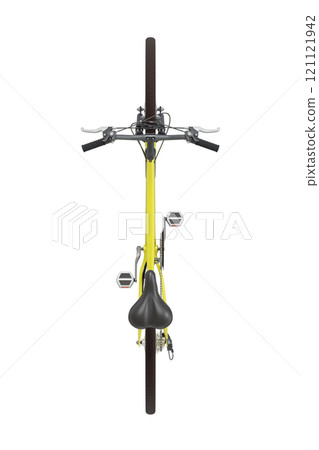 Yellow bicycle, top view isolated on white background Yellow bicycle, top view isolated on white background 121121942