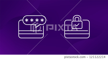 card PIN code, secure payment line icon card PIN code, secure payment line icon 121122214
