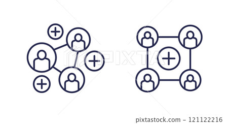 referrals line icons with people referrals line icons with people 121122216