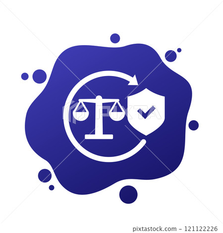 legal protection icon with shield, vector 121122226