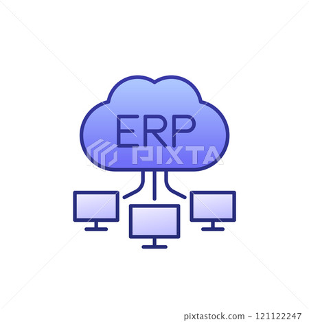 ERP software solutions icon with cloud 121122247