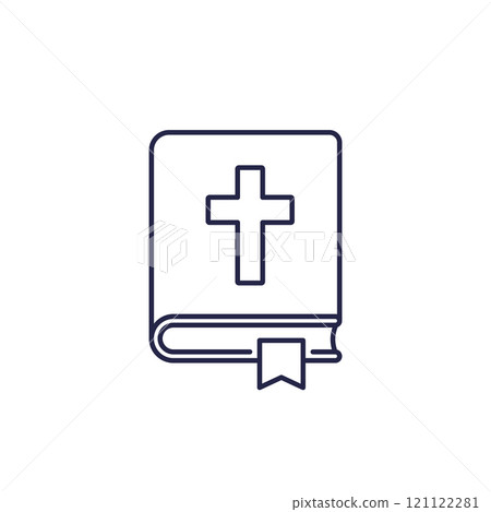 Bible icon, prayer book line vector Bible icon, prayer book line vector 121122281