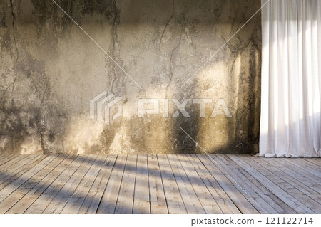 Loft style empty room with empty old cracked concrete wall for copy space 3d render Loft style empty room with empty old cracked concrete wall for copy space 3d render 121122714