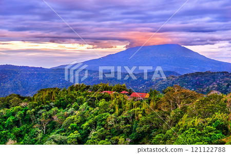 Sunset view of Mombacho Volcano from Catarina in Masaya Department of Nicaragua, Central America 121122788