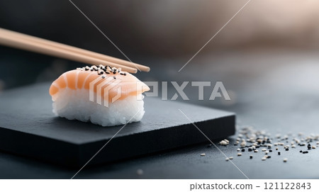 Japanese delicious food, sushi close up 121122843
