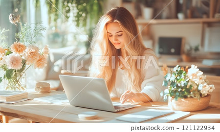 Coworking in a nice natural light style. Creative space Coworking in a nice natural light style. Creative space 121122934