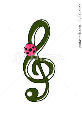 Treble clef with ladybug 121123266