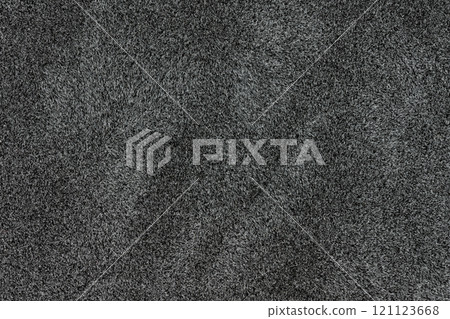 Black color abstract fake fur pattern for design element. Closeup view photography of shade dark color surface level faux fur material, background texture for background 121123668