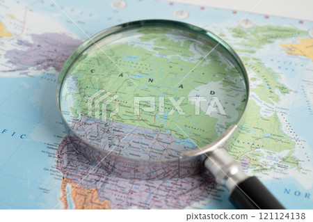 Bangkok, Thailand December 10, 2023 Canada map in world map paper. 121124138