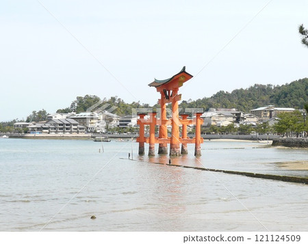 Itsukushima Shrine, also written as Itsukushima Shrine, is a shrine on Miyajima, Miyajima, in Hatsukaichi City, Hiroshima Prefecture, with a large vermilion torii gate and main building floating on the sea. Itsukushima Shrine, also written as Itsukushima Shrine, is a shrine on Miyajima, Miyajima, in Hatsukaichi City, Hiroshima Prefecture, with a large vermilion torii gate and main building floating on the sea. 121124509
