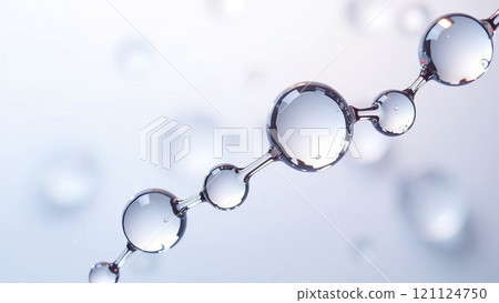 Cosmetics blue serum liquid bubbles liquid bubbles abstract background. Cosmetic moisturising gel. Collagen molecule in bubbles 121124750