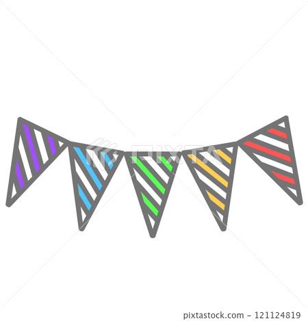 A garland of white and colorful stripes with grey lines 121124819